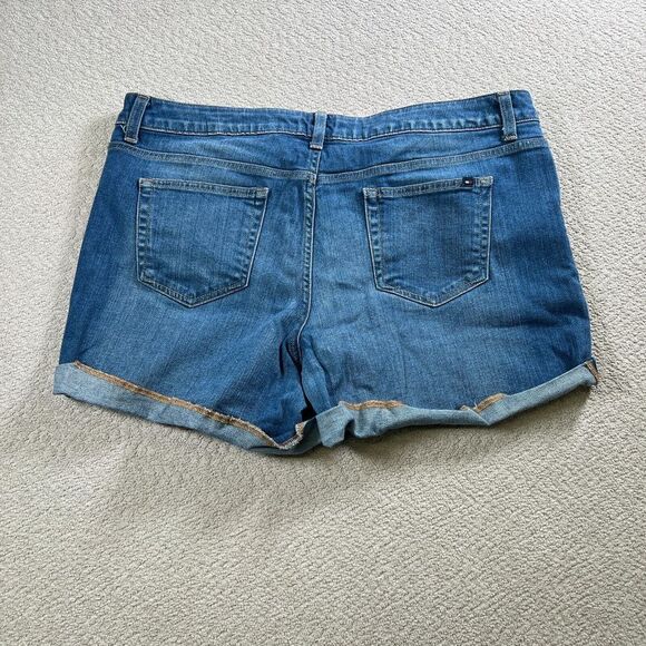 Tommy Hilfiger Womens Jean‎ Shorts Size 16 Blue Denim Rolled Cuff Hem - Picture 10 of 11